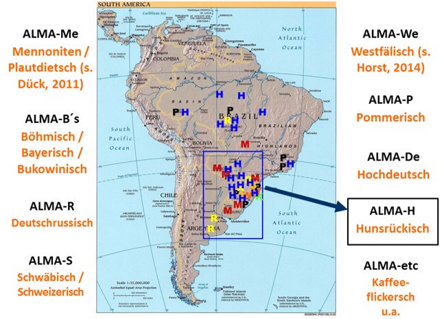 Mapa Variedades de Alemão no Brasil 📱